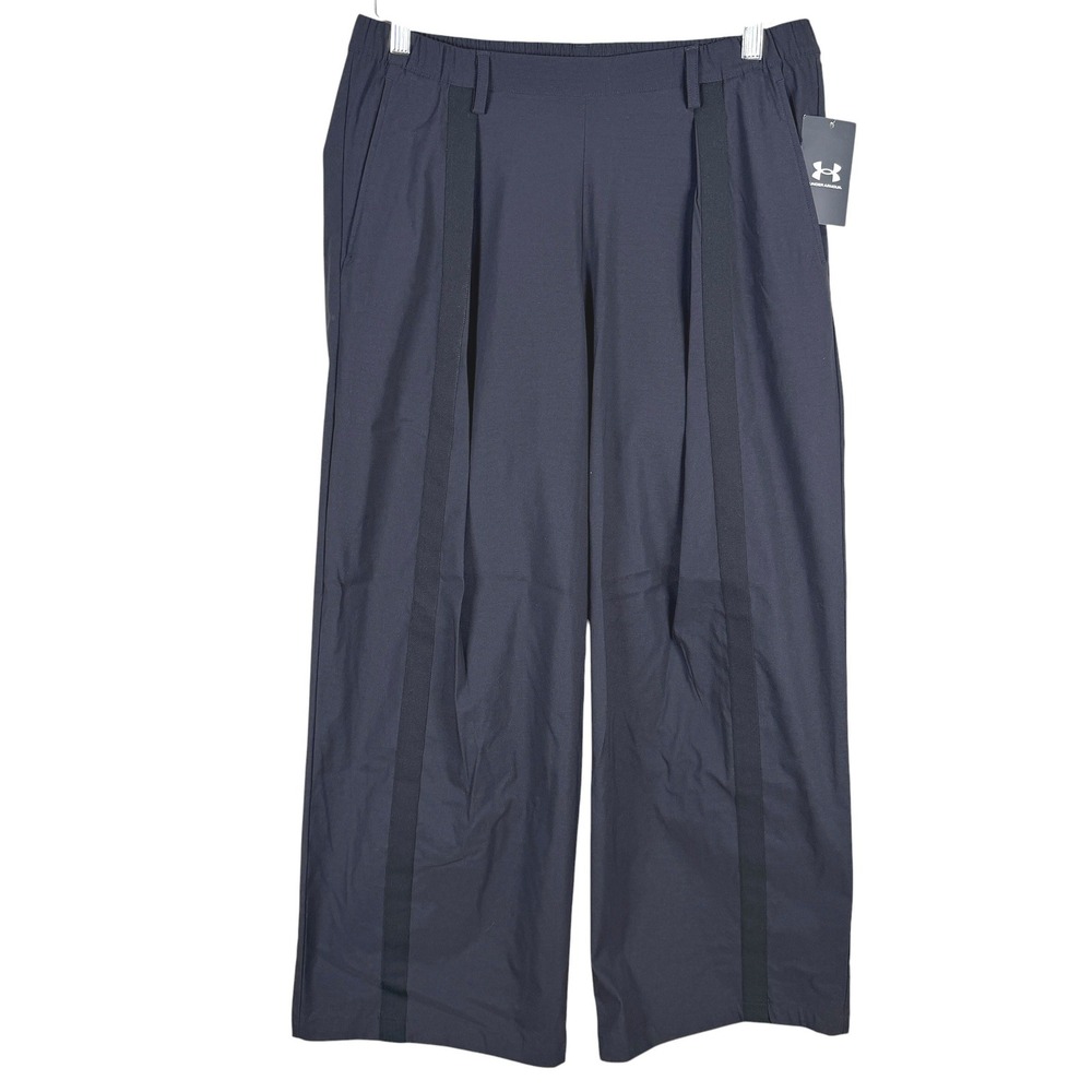 Under Armour Unstoppable Pleated Wide Leg Pant Womens M Black Loose Fit NEW